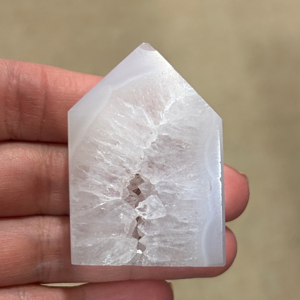 White Crystal Agate Display Point